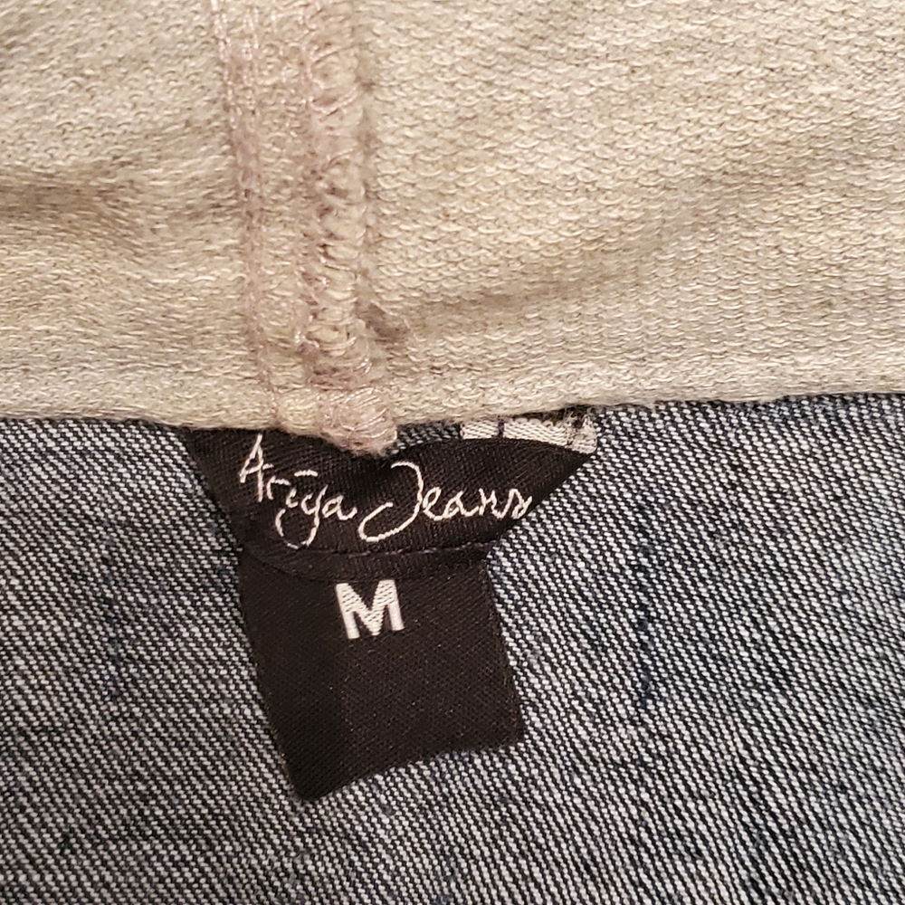 Ariya Jeans Distressed Jacket W/Sweat Shirt Material Arms & Hoodie GIRLS Size M - Picture 9 of 11